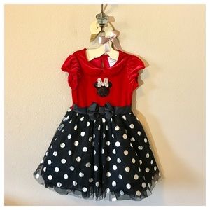 Disney Minnie Mouse Girls Tulle Velvet Dress Sz 4T